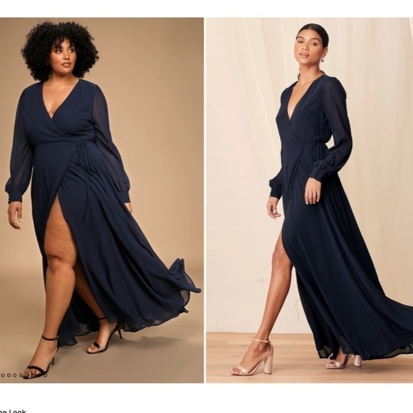 LULU's Elegant Special Event Wedding Bridesmaid Flowy Romantic Wrap Dress - Picture 4 of 6